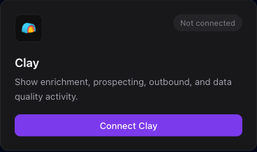 The Clay integration card where you paste your Clay API key.