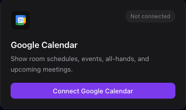 The Google Calendar integration card with the Connect Google Calendar button.