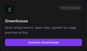 The Greenhouse integration card with the Connect Greenhouse button.