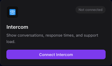 The Intercom integration card where you paste your Intercom access token.