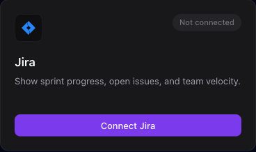 The Jira integration card where you enter your Jira site URL, email, and API token.