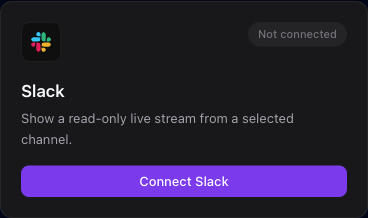 The Slack integration card with the Connect Slack button.